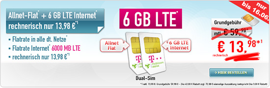 Dual-SIM Deal Allnet Flat + 6 GB Internet Flat