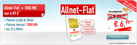 Allnet Tarif von Mobilcom Debitel: Allnet Flat mit 1 GB