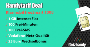 1 Gb Tarif Klarmobil freeSmart 1000 für Wenigtelefonierer