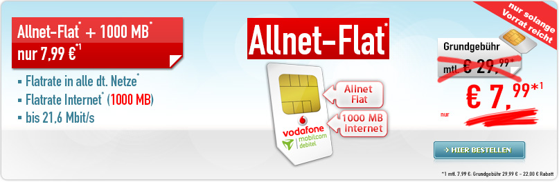 Allnet Flat ohne Handy - Mobilcom Debitel Deal Flat Allnet Comfort