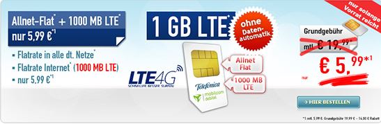 Handytarif Deal Allnet Flat 1GB LTE