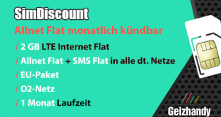 monatlich kündbare Allnet Flat SimDiscount LTE All 2 GB