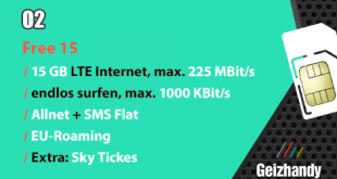 O2 Free 15 GB LTE Allnet Flat Deal